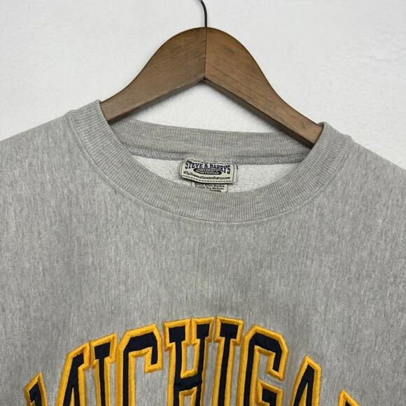 Vintage Michigan Sweatshirt Men's XL Gray Crewneck Embroidered Heavyweight y2k - Picture 6 of 14